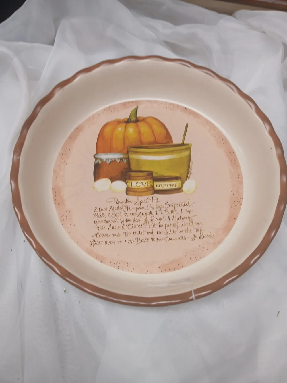 Decorative Fall Pumpkin Ceramic Serving Bowl - Cream and Brown
